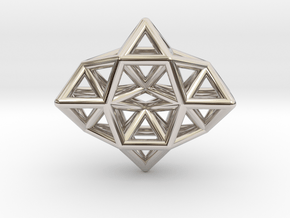 Deltahedron Toroid Pendant in Rhodium Plated Brass