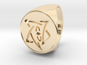 Elder Sign Signet Ring Size 11 in 14k Gold Plated Brass