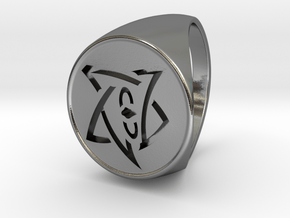 Elder Sign Signet Ring Size 11 in Polished Silver