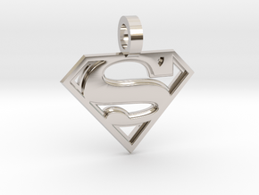 Superman Pendant in Rhodium Plated Brass