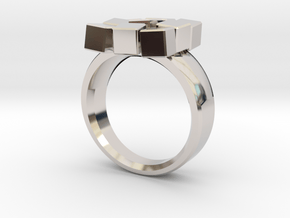 Irregular Cube Ring in Platinum