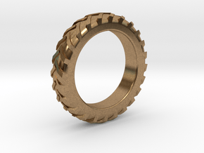 Tractor Tire Ring  in Natural Brass