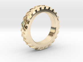 Tractor Tire Ring  in 14k Gold Plated Brass