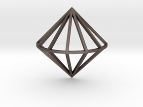 3D Diamond With Center Band in Polished Bronzed Silver Steel