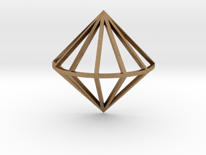 3D Diamond With Center Band in Natural Brass
