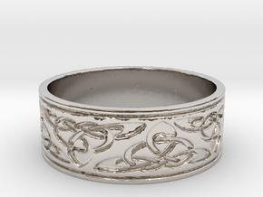 celtic Ring Size 9 in Rhodium Plated Brass