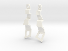 Zigzag Earrings in White Processed Versatile Plastic