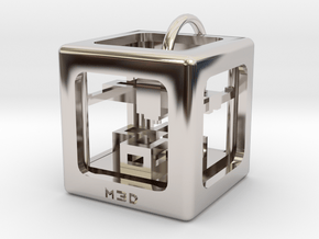 3D Printer Pendant in Rhodium Plated Brass