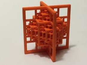 Beamed Octahedron Fractal - Medium in Orange Processed Versatile Plastic
