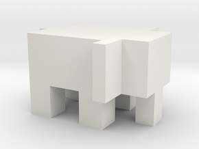 Cubic Elephant in White Natural Versatile Plastic