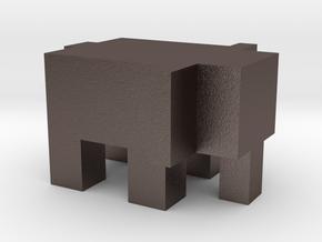 Cubic Elephant in Polished Bronzed Silver Steel