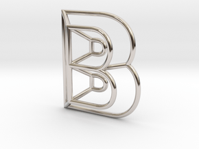 B Pendant in Rhodium Plated Brass