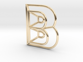 B Pendant in 14k Gold Plated Brass