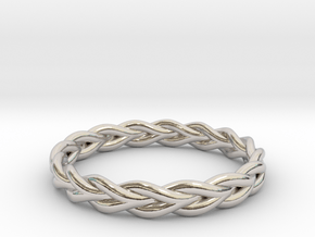 Ring of braided rope - size 9 in Rhodium Plated Brass