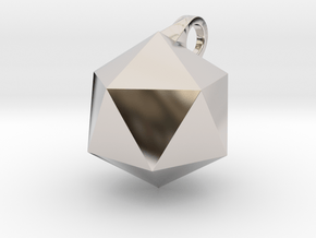 Icosahedron - Pendant in Rhodium Plated Brass