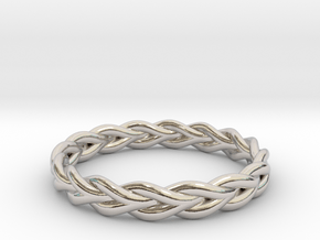 Ring of braided rope - size 8 in Rhodium Plated Brass