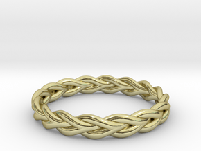 Ring of braided rope - size 8 in 18k Gold Plated Brass