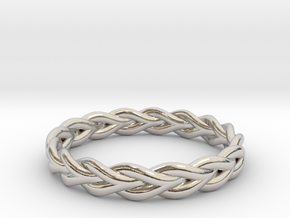 Ring of braided rope - size 7 in Rhodium Plated Brass