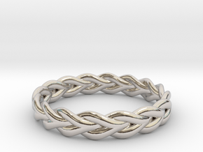 Ring of braided rope - size 5 in Rhodium Plated Brass