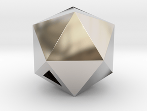 Icosahedron - small / hollow in Rhodium Plated Brass