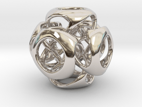 Tangled Cube Pendant in Platinum