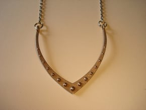 V23 Necklace Pendant in Polished Bronzed Silver Steel