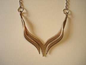 V Necklace Pendant in Polished Bronzed Silver Steel