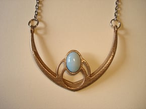 V4 Necklace Pendant in Polished Bronzed Silver Steel