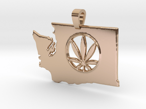 Washington State Pot Pendant in 14k Rose Gold Plated Brass