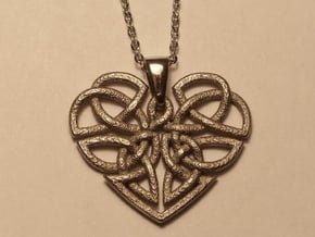 Heart Celtic Knot Pendant in Polished Nickel Steel