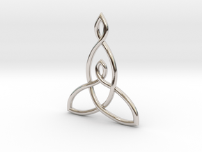 Mother And Child Knot Pendant in Rhodium Plated Brass: Medium