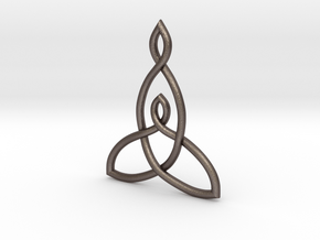 Mother And Child Knot Pendant in Polished Bronzed Silver Steel: Medium