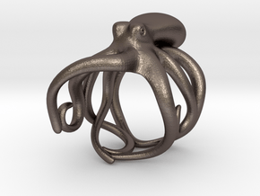 Octopus Ring 20mm in Polished Bronzed Silver Steel