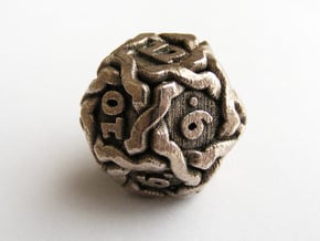 'Twined' Dice D12 Gaming Die (20mm) in Polished Bronzed Silver Steel