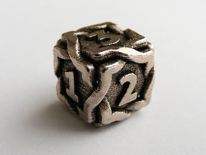 'Twined' Dice D6 Gaming Die in Polished Bronzed Silver Steel
