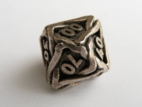'Twined' Dice 10D10 (Decader) Gaming Die in Polished Bronzed Silver Steel