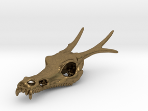 Asian Dragon Skull Pendant in Natural Bronze