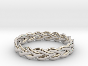 Ring of braided rope - size 4 in Rhodium Plated Brass