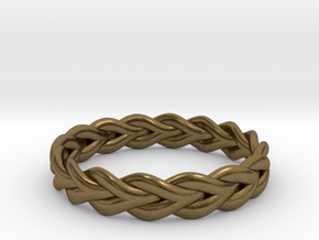Ring of braided rope - size 4 in Natural Bronze