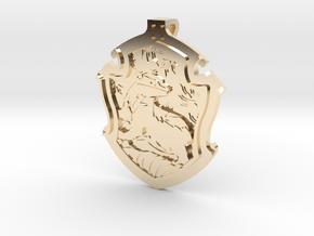 Hufflepuff House Crest - Pendant SMALL in 14k Gold Plated Brass