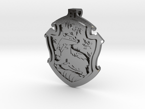 Hufflepuff House Crest - Pendant SMALL in Polished Silver