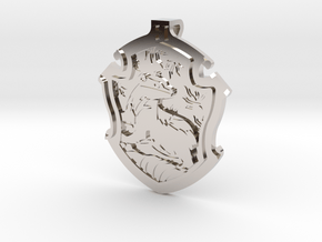Hufflepuff House Crest - Pendant SMALL in Rhodium Plated Brass