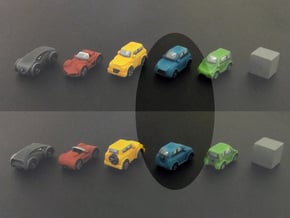 Miniature cars, City car (8pcs) in Blue Processed Versatile Plastic