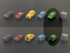 Miniature cars, Mini-car (8pcs) in Green Processed Versatile Plastic