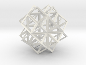 Rhombic Dodecahedron Stellation 2 in White Natural Versatile Plastic