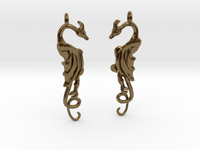 Flat Dragon Pair in Polished Bronze