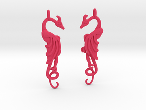 Flat Dragon Pair in Pink Processed Versatile Plastic