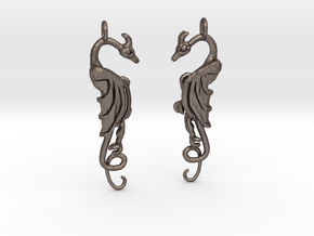 Flat Dragon Pair in Polished Bronzed Silver Steel