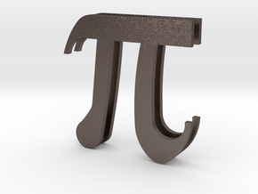 Pi Pendant  in Polished Bronzed Silver Steel
