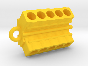 V10 Engine block pendant/keychain in Yellow Processed Versatile Plastic